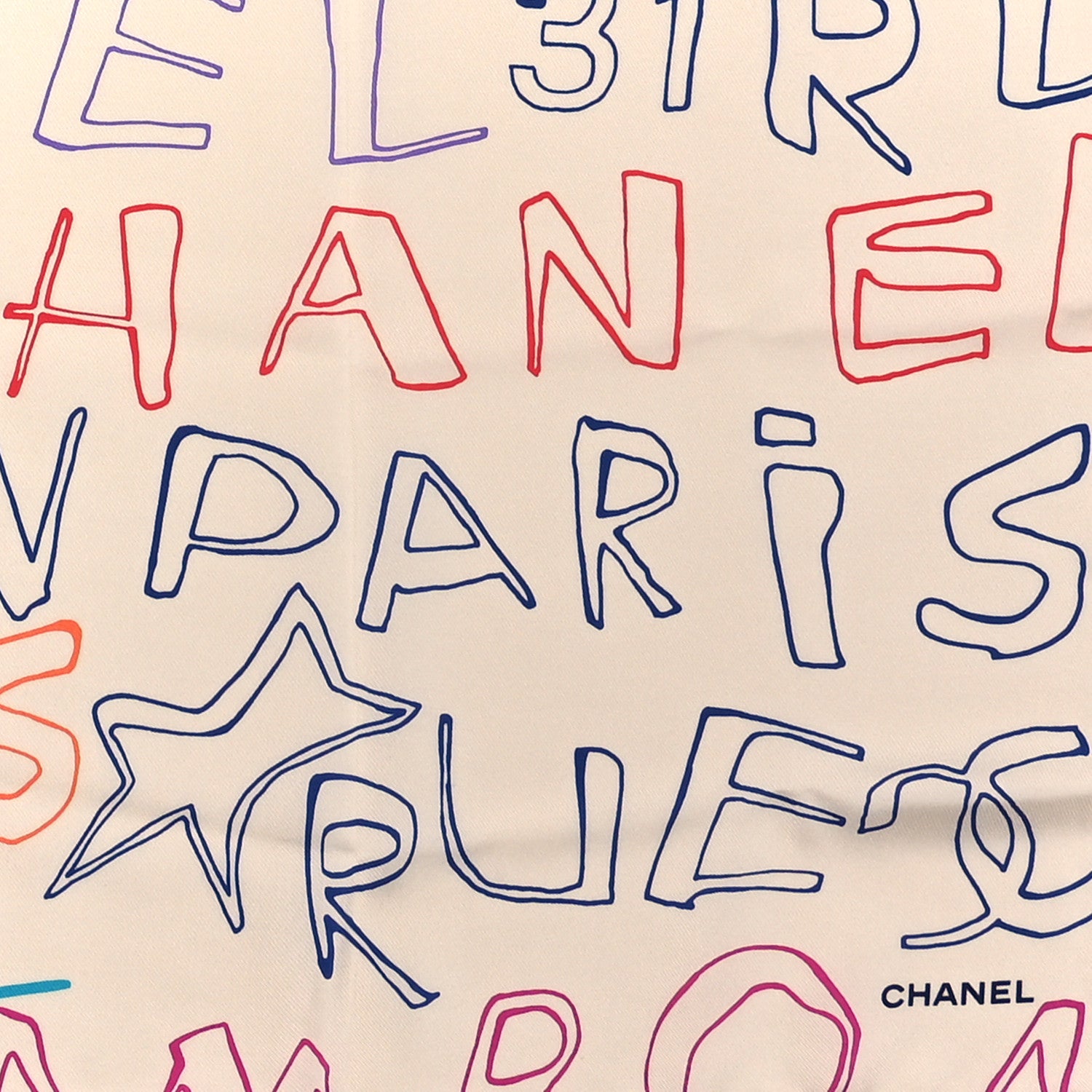 Chanel Silk Rue Cambon Square Scarf Ecru Multicolor 2 of 3