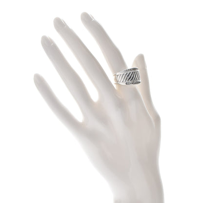 David Yurman Sterling Silver Pave Diamond Cable Cigar Band Ring 55 7 2 of 6