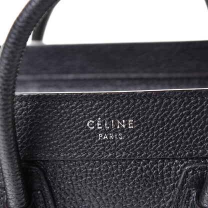 Celine Drummed Calfskin Nano Luggage Black 6 of 7