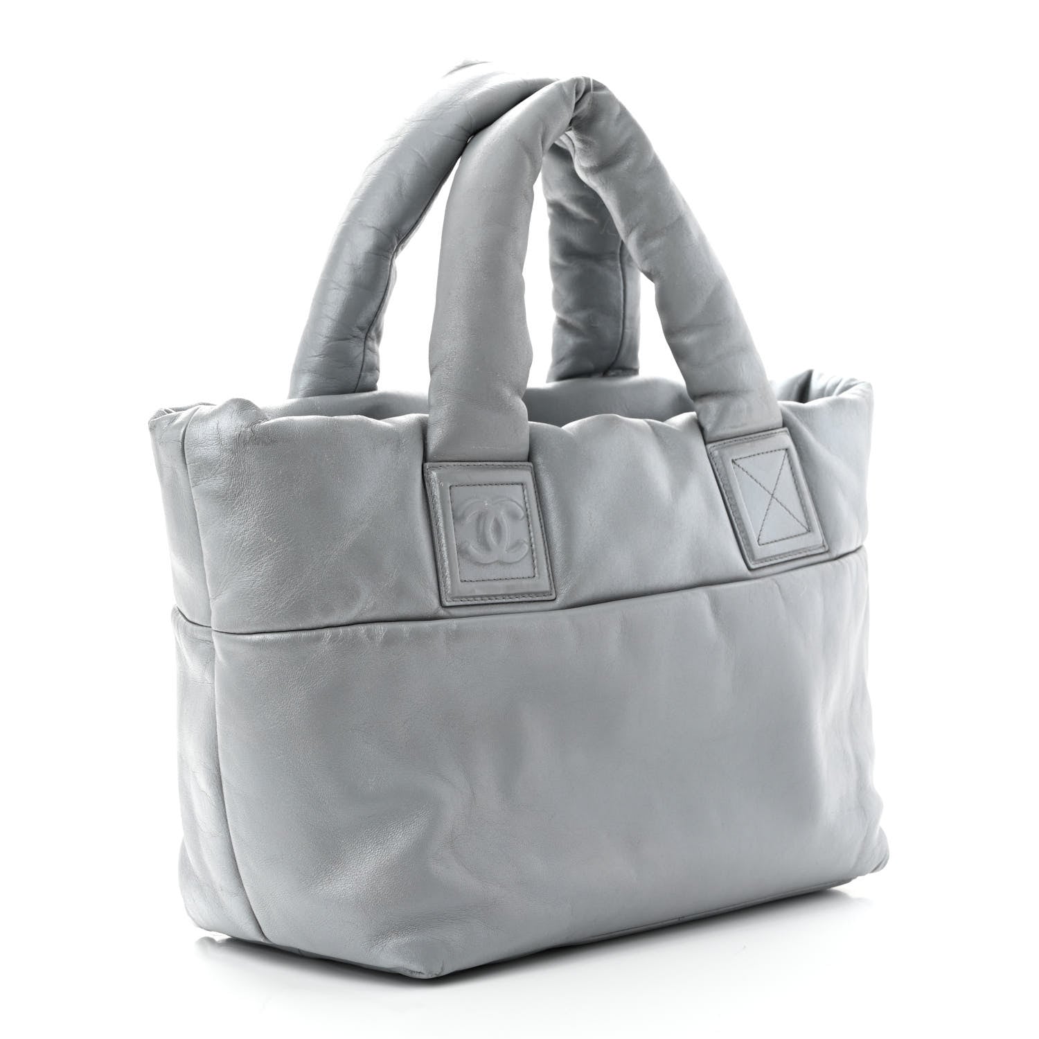 Chanel Metallic Lambskin Quilted Small Coco Cocoon Reversible Tote Light Grey 4 of 22
