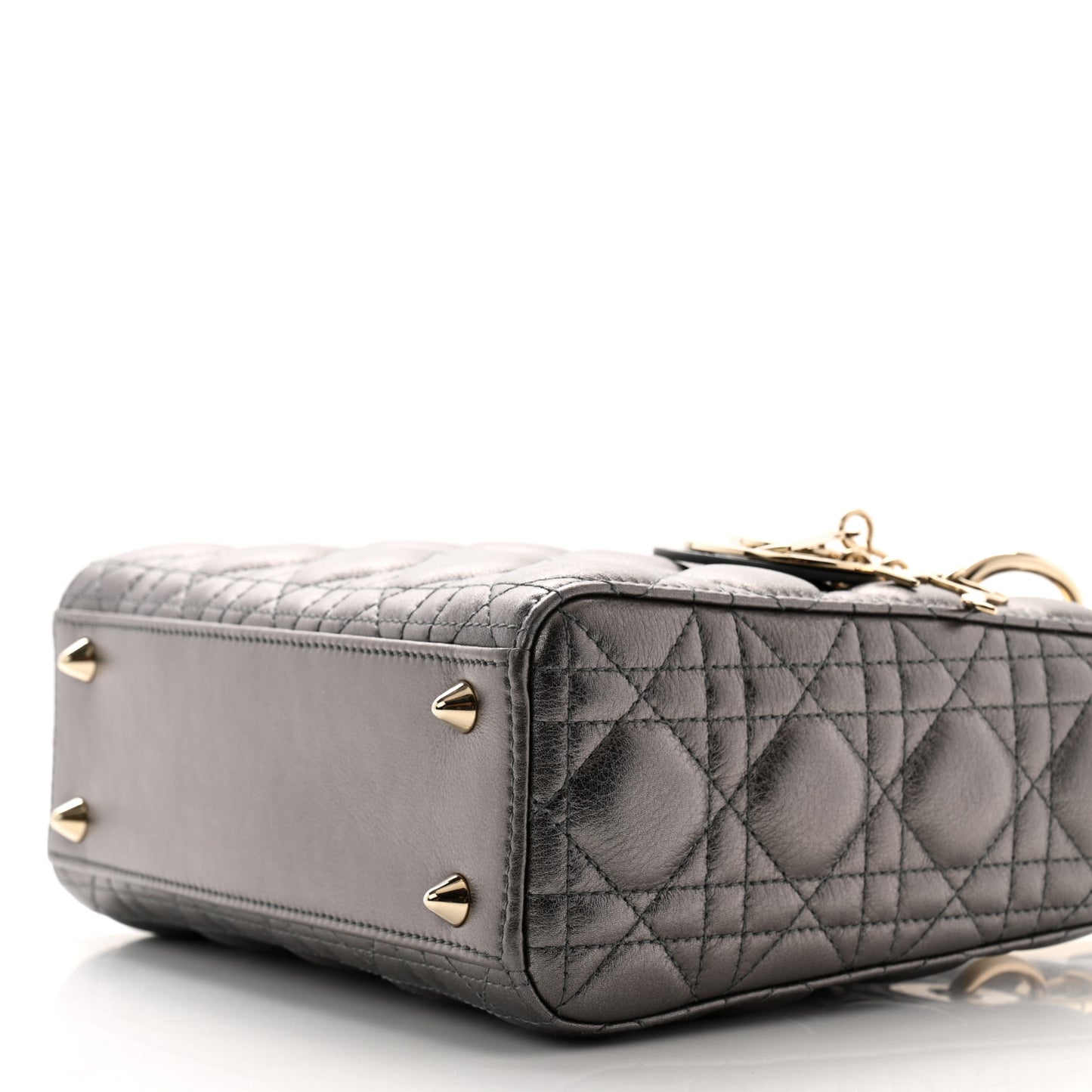 Metallic Grained Calfskin Cannage Small My ABC Lady Dior Gunmetal