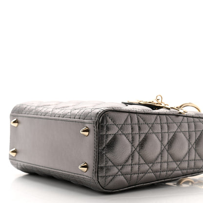 Christian Dior Metallic Grained Calfskin Cannage Small My ABC Lady Dior Gunmetal 9 of 10