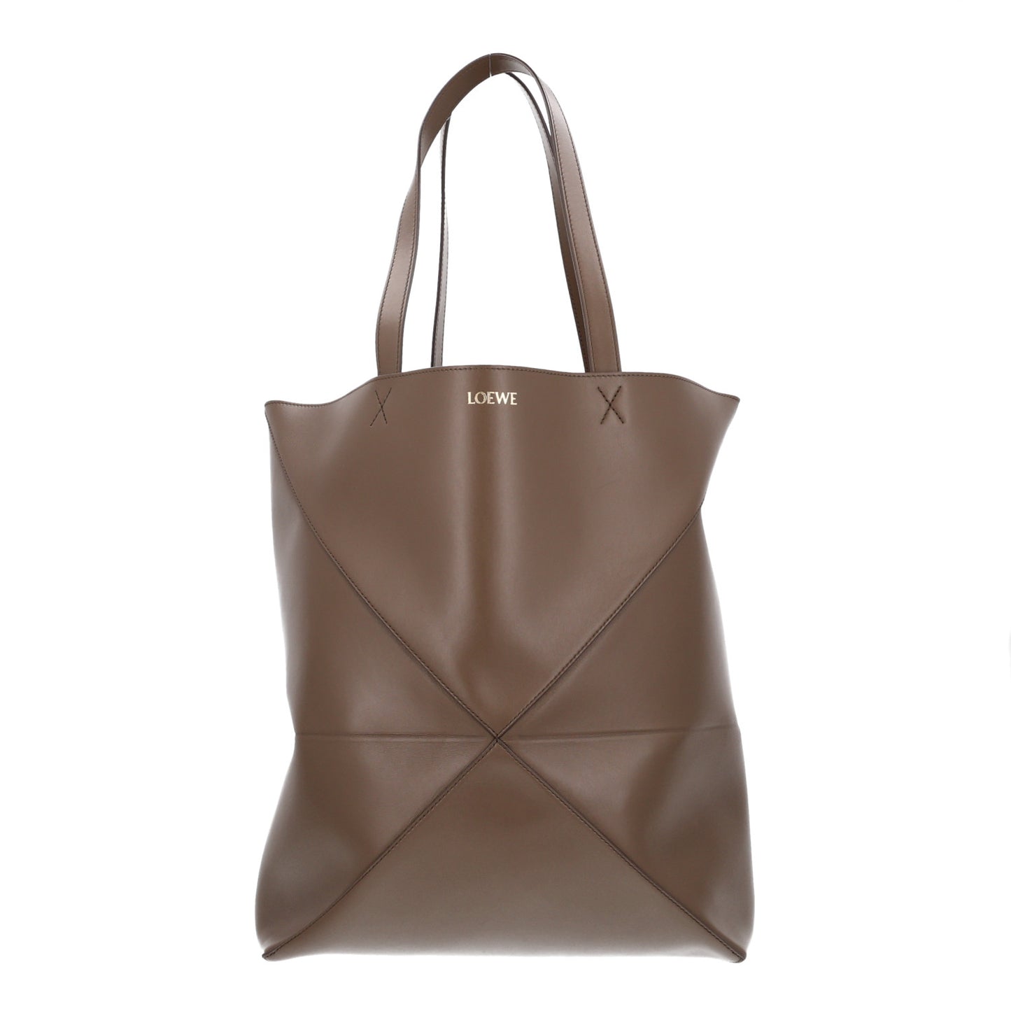 Shiny Calfskin Large Puzzle Fold Tote Khaki Green