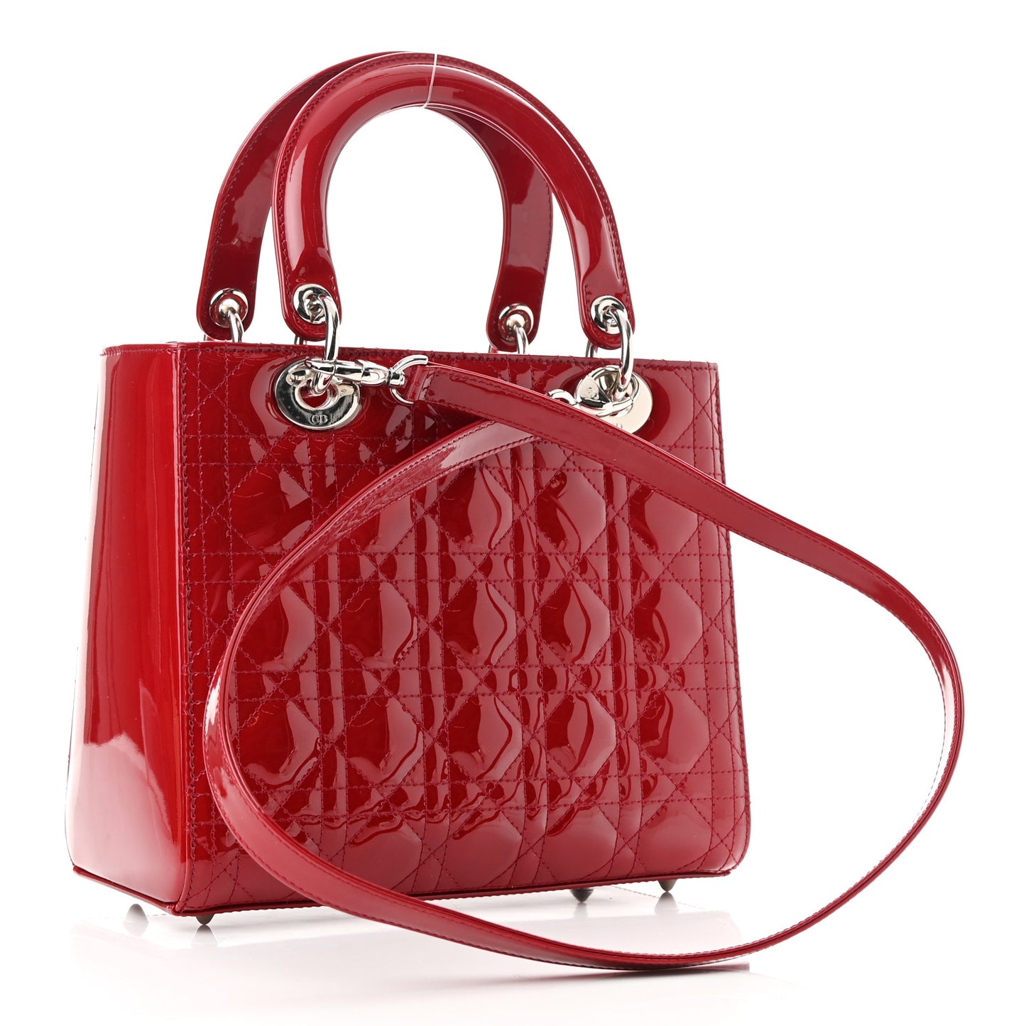 Patent Cannage Medium Lady Dior Red