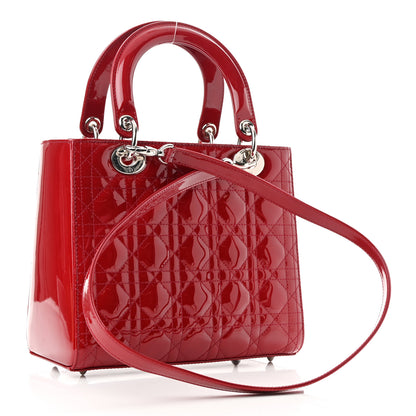 Christian Dior Patent Cannage Medium Lady Dior Red 5 of 11