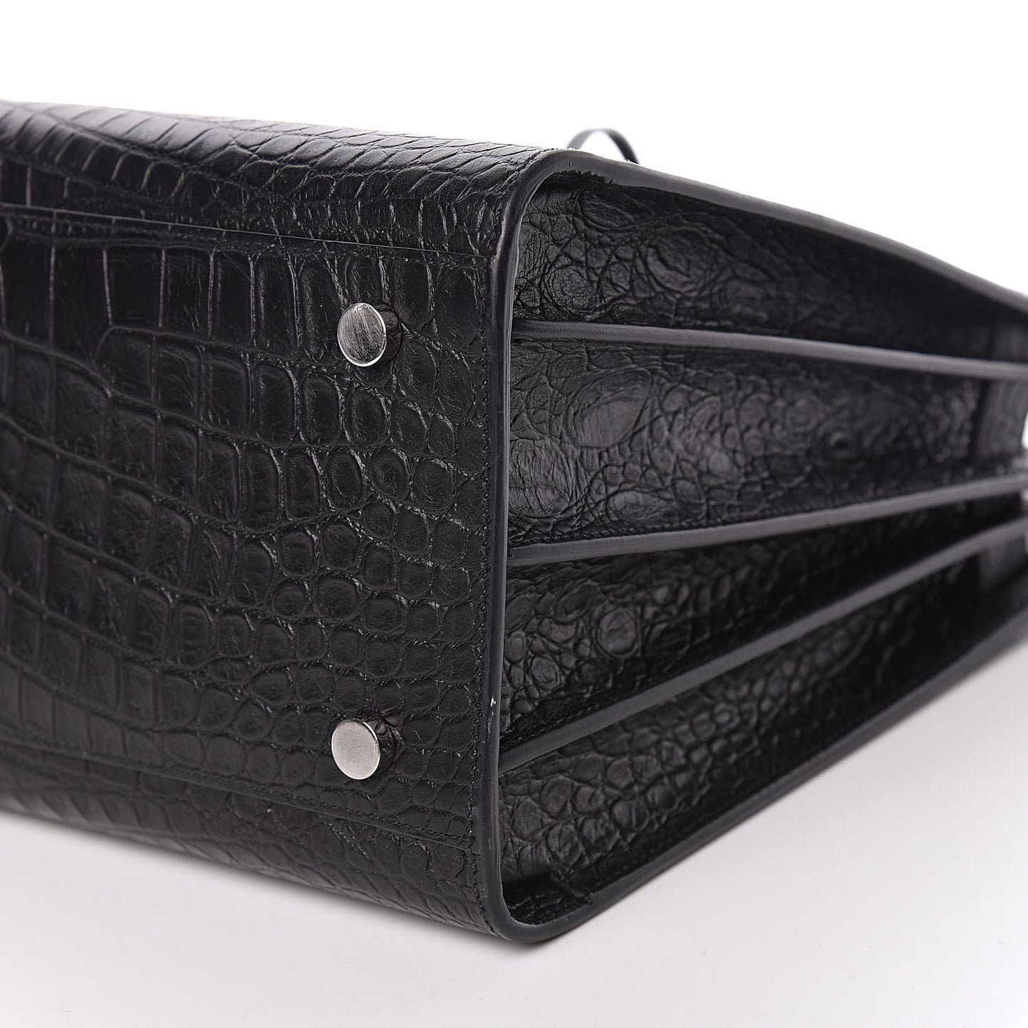 Calfskin Crocodile Embossed Small Sac de Jour Black