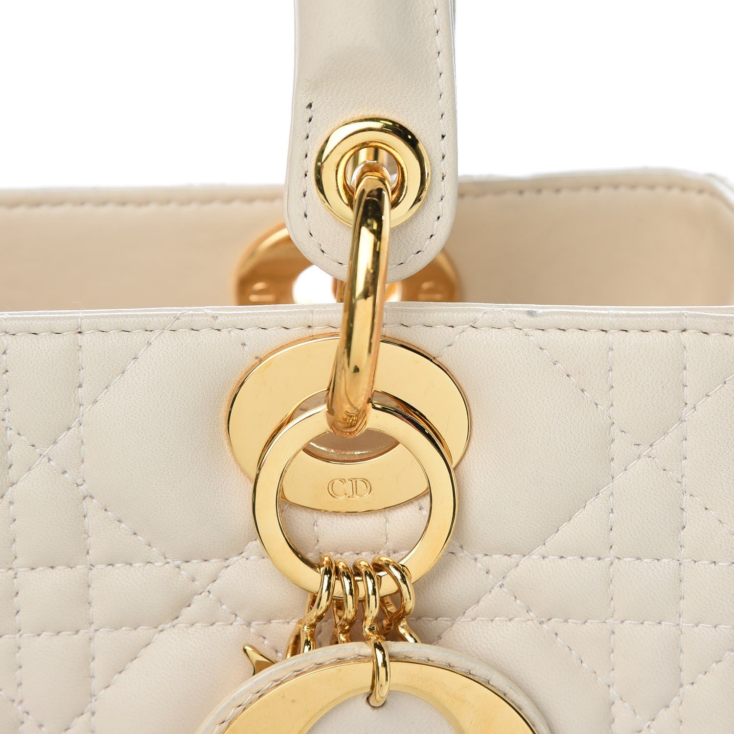 Christian Dior Lambskin Cannage Medium Lady Dior White 10 of 14