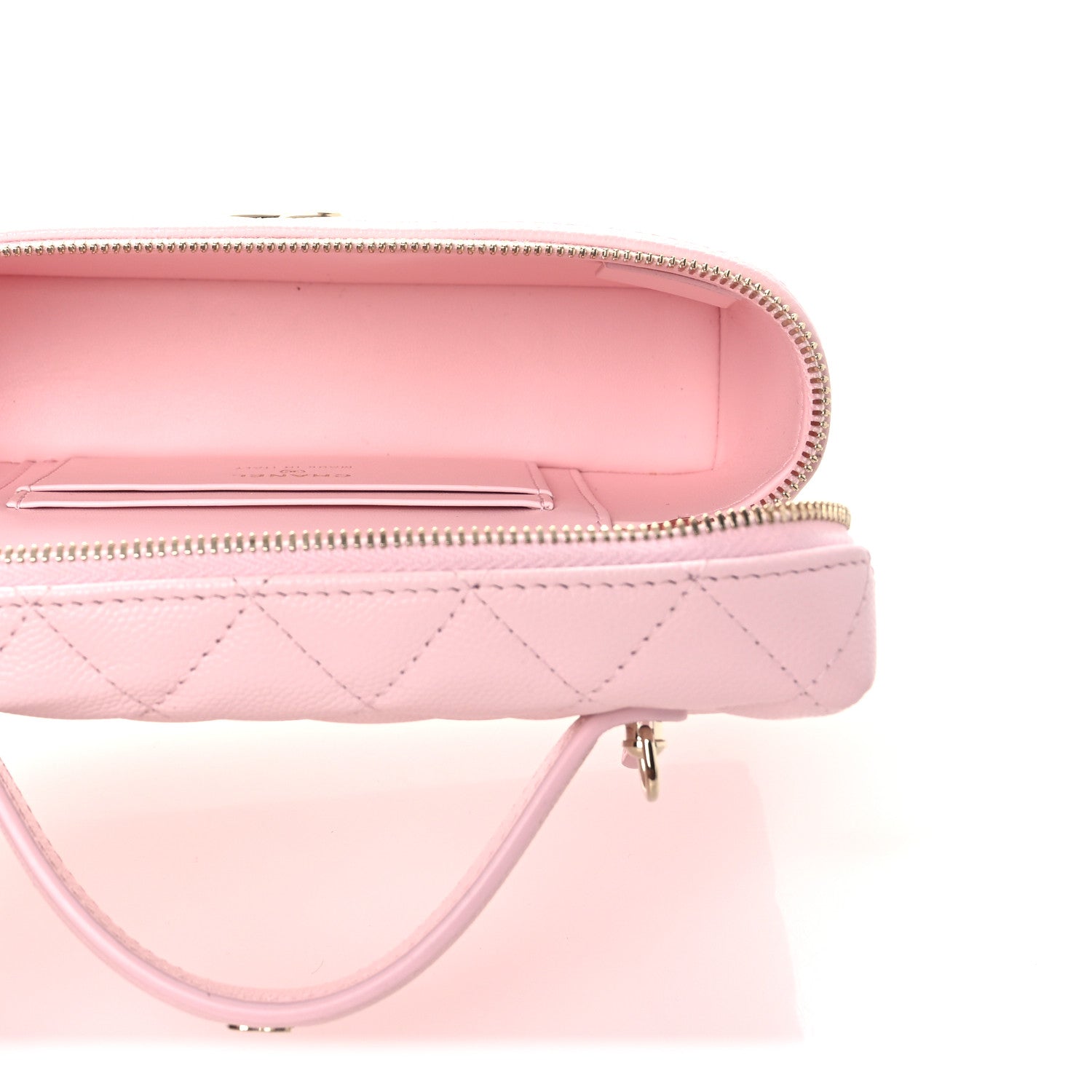 Chanel Caviar Quilted Top Handle Slim Vanity With Chain Light Pink 5 of 12