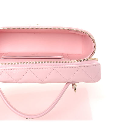 Chanel Caviar Quilted Top Handle Slim Vanity With Chain Light Pink 5 of 12