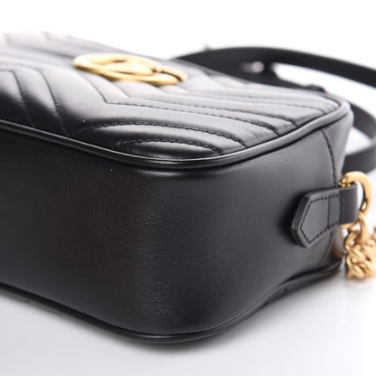 Gucci Calfskin Matelasse Small GG Marmont Chain Shoulder Bag Black 9 of 10