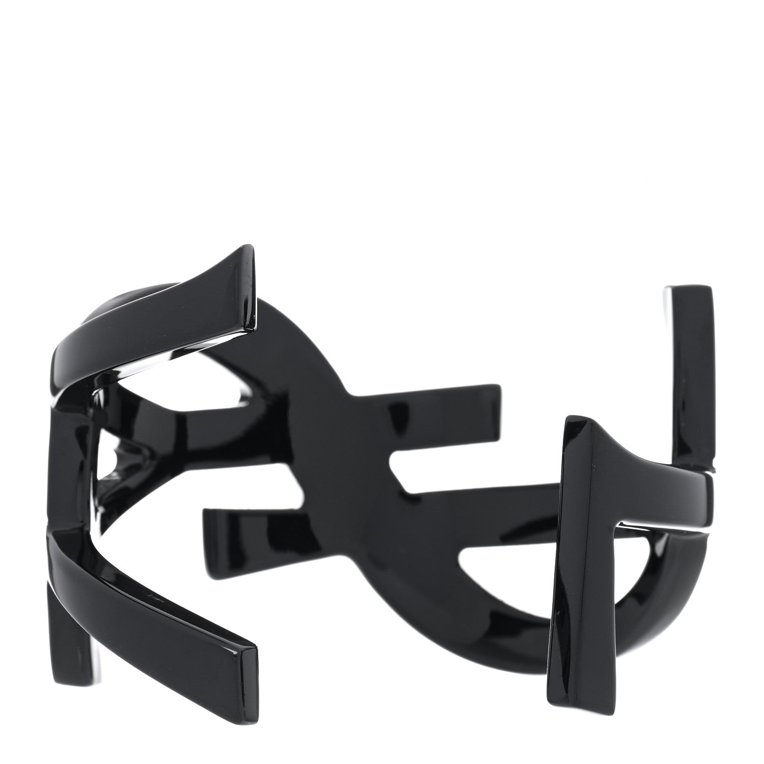 Saint Laurent Brass Monogram Medium Cuff Bracelet Black 2 of 3