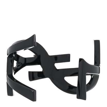 Saint Laurent Brass Monogram Medium Cuff Bracelet Black 2 of 3