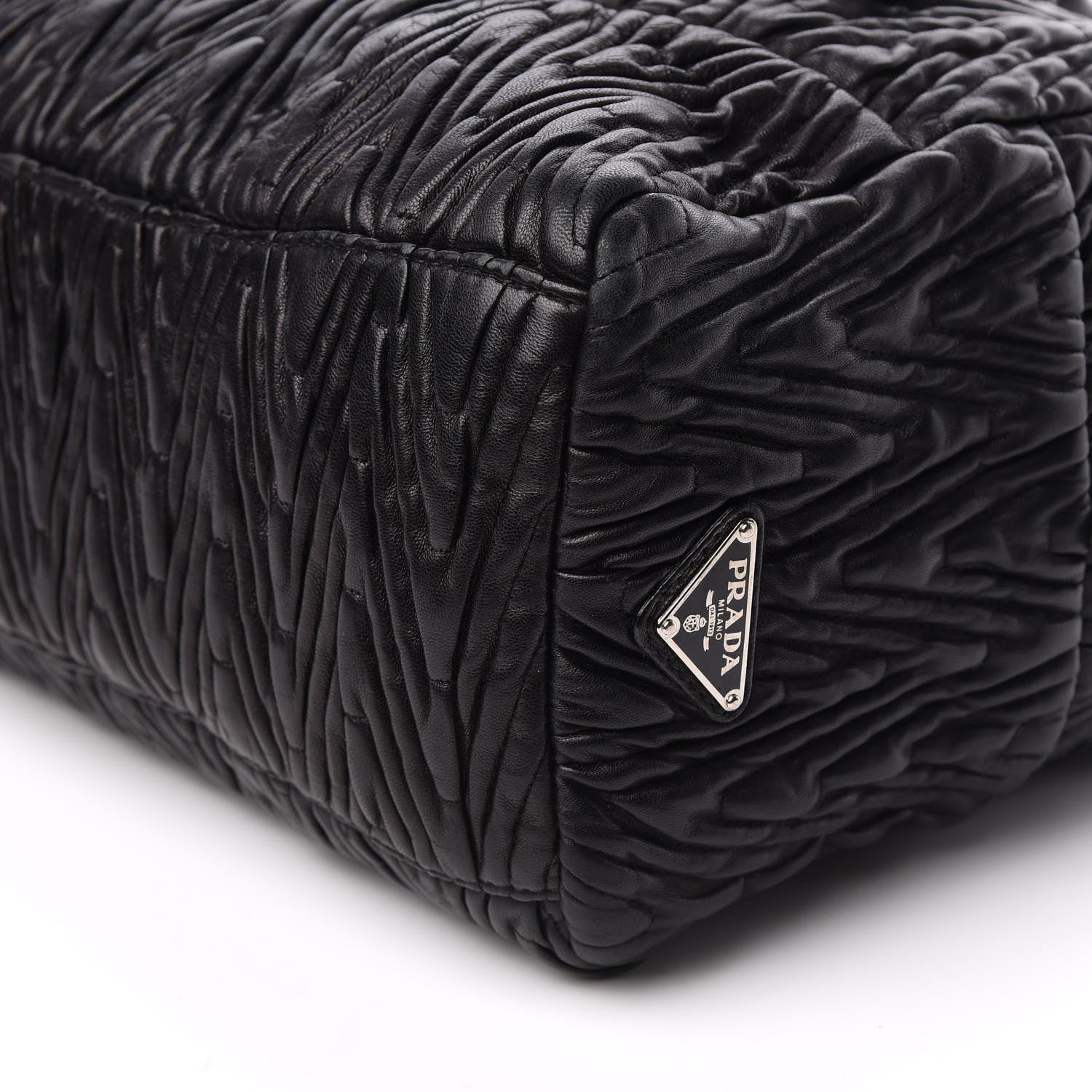 Prada Nappa Chevron Braided Bauletto Bag Black 8 of 9