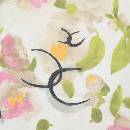 Chanel Silk Chiffon CC Floral Square Scarf Pink Multicolor 3 of 3