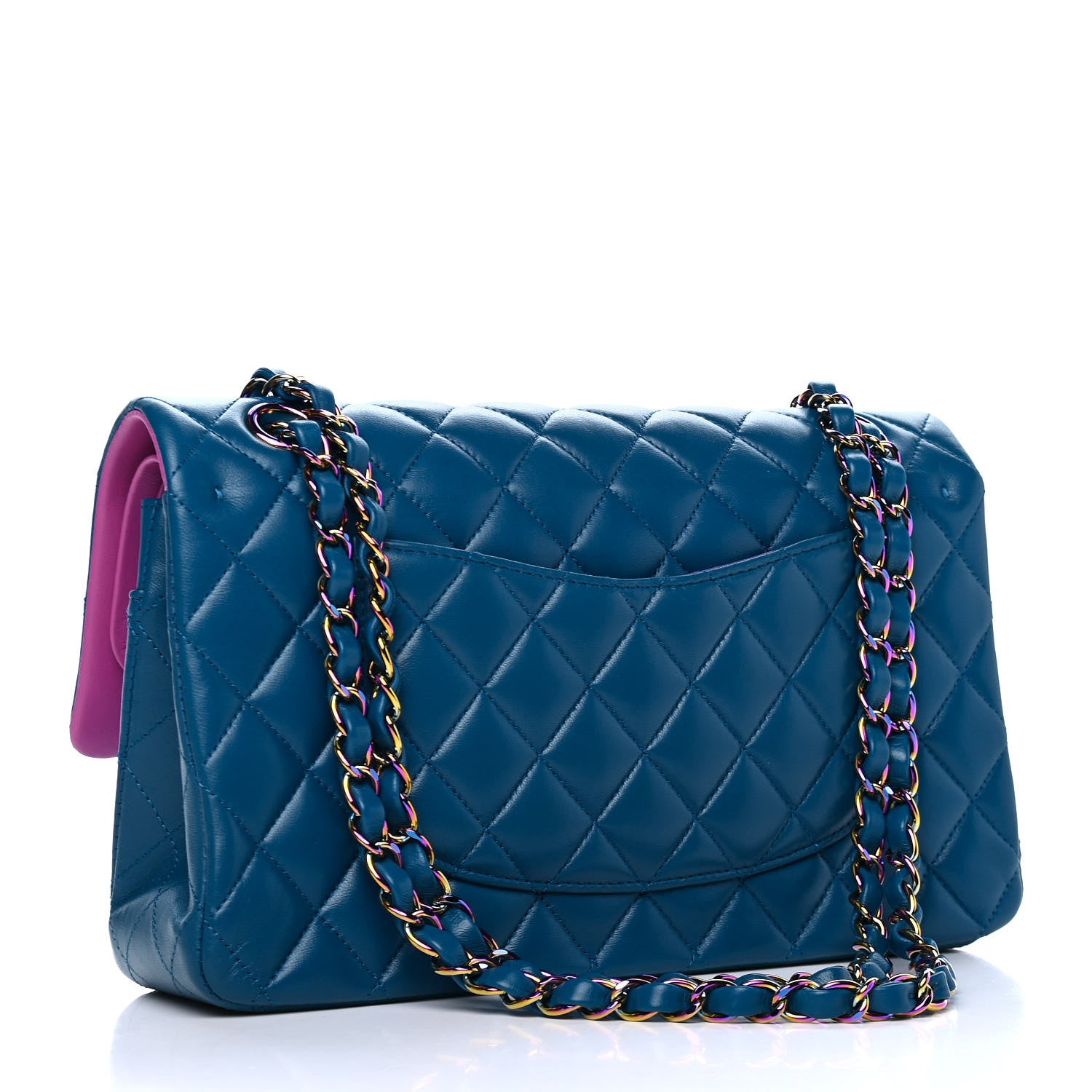 Chanel Lambskin Quilted Medium Double Flap Blue Pink 2 of 4