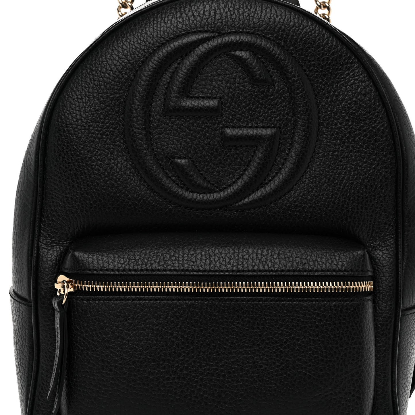 Pebbled Calfskin Soho Chain Backpack Black