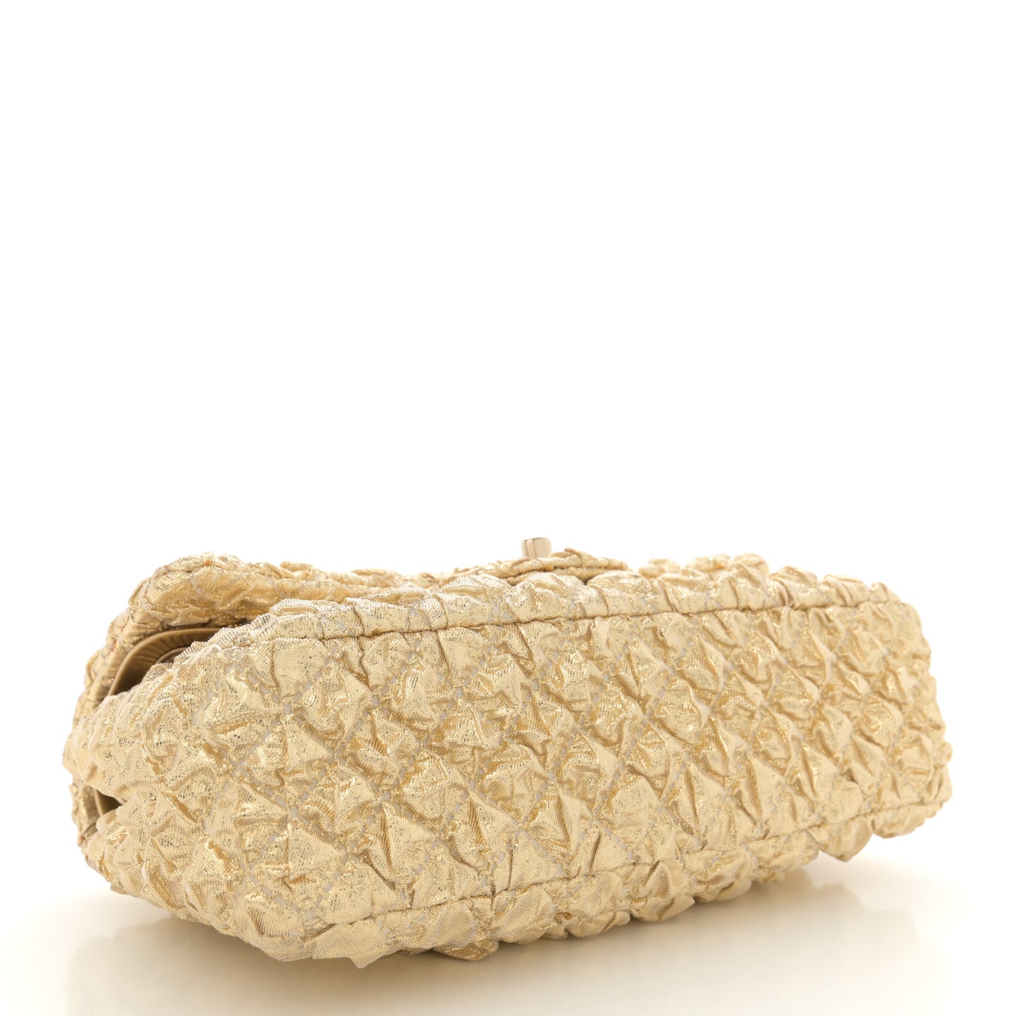 Metallic Lame Quilted Small Double Flap Gold