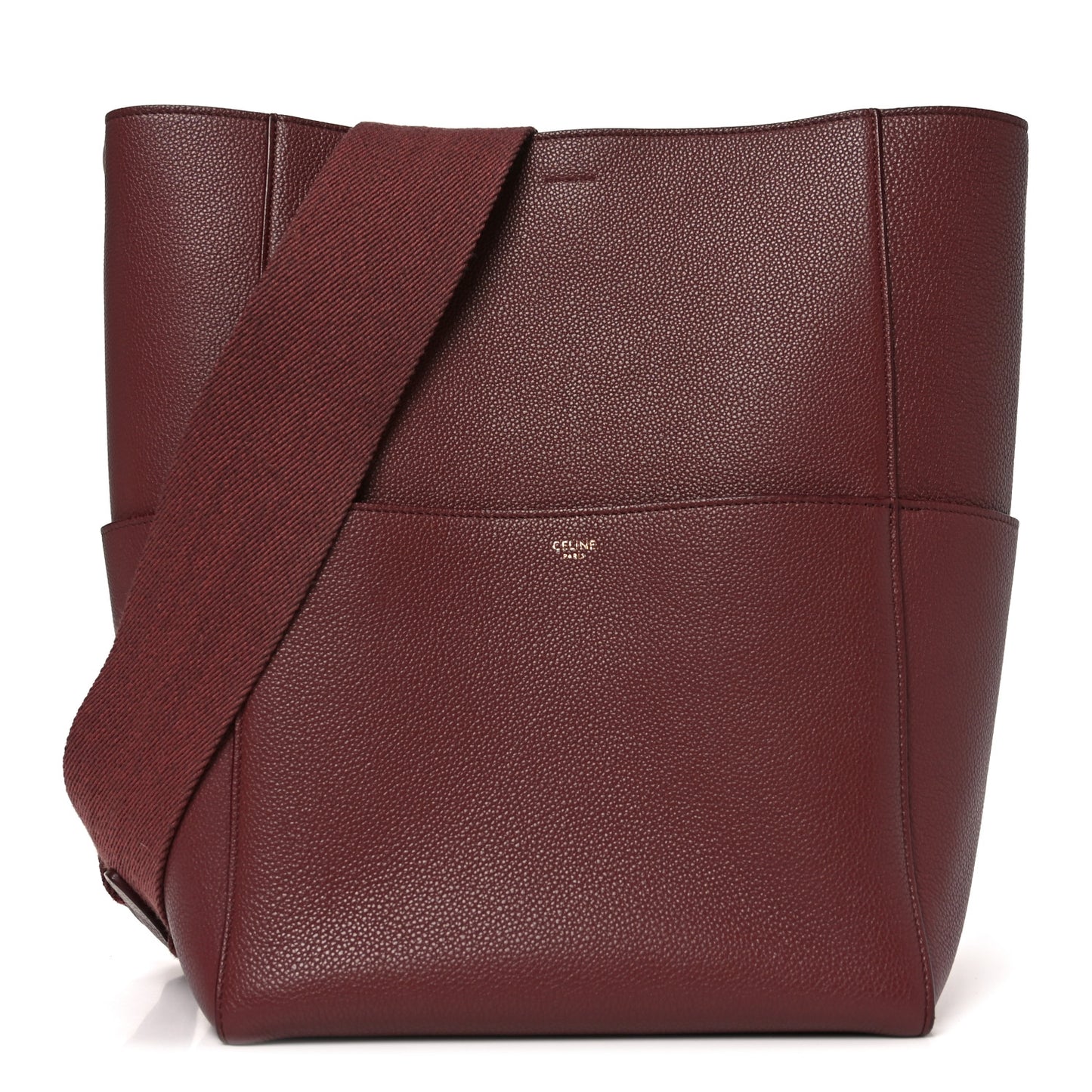 Soft Grained Calfskin Sangle Bucket Bag Light Burgundy