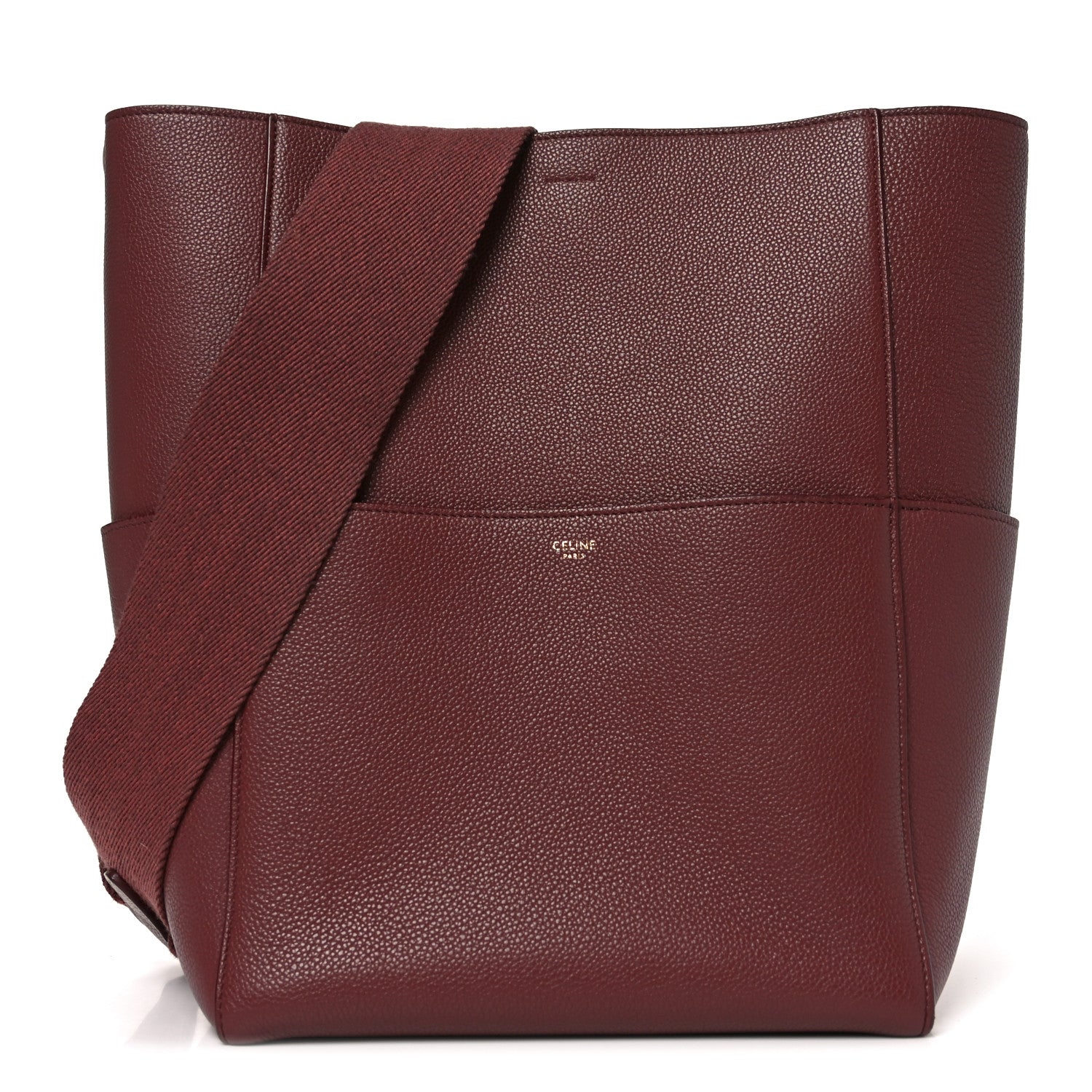 Celine Soft Grained Calfskin Sangle Bucket Bag Light Burgundy 1 of 9