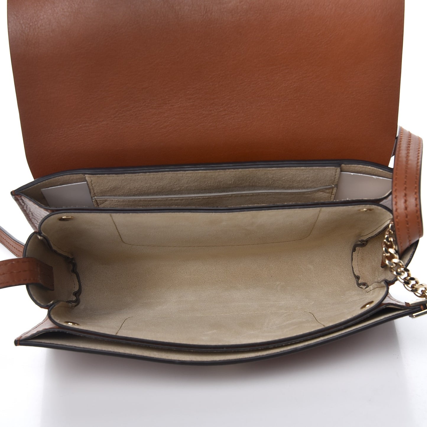 Suede Calfskin Small Faye Shoulder Bag Tobacco