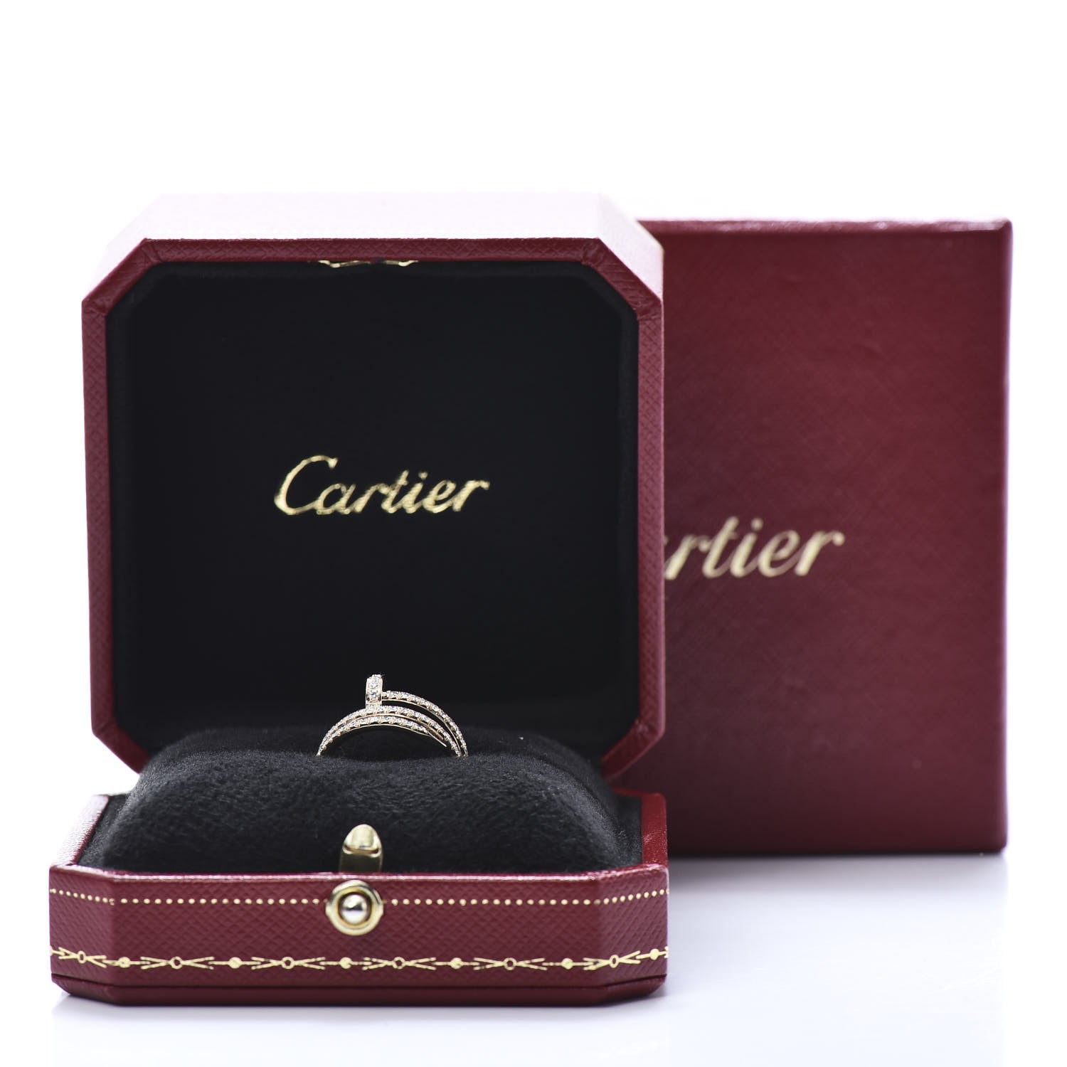 Cartier 18K Pink Gold Diamond Double Juste Un Clou Paved Ring 48 4.5 7 of 7
