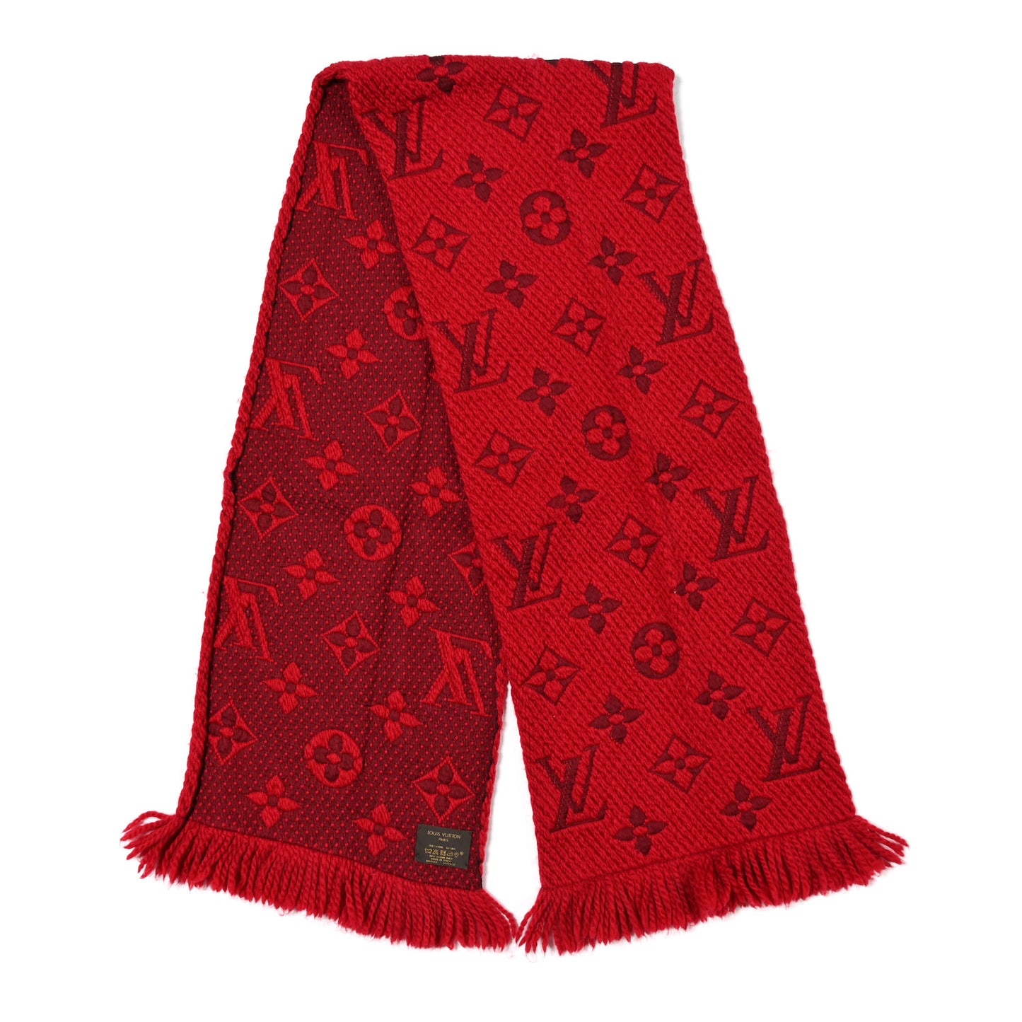 Wool Silk Logomania Scarf Rubis