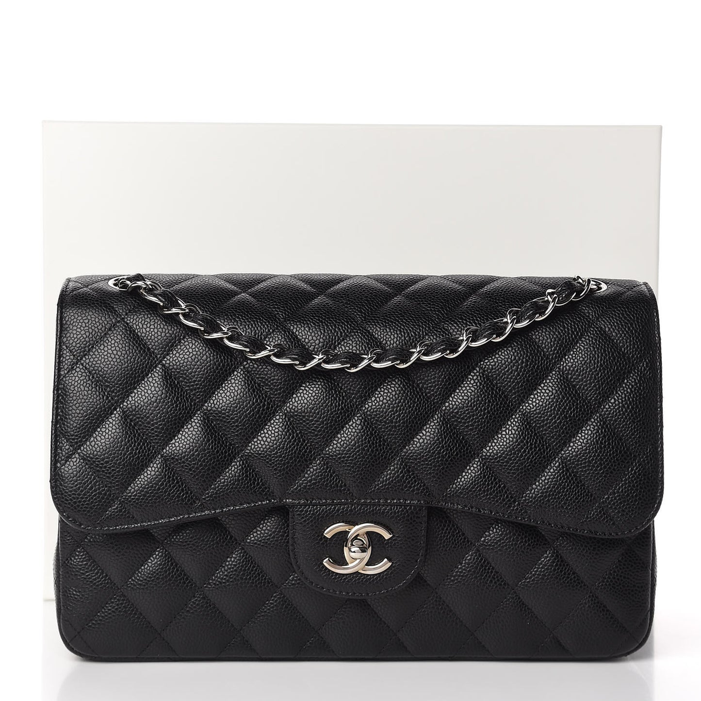 Caviar Quilted Jumbo Double Flap Black