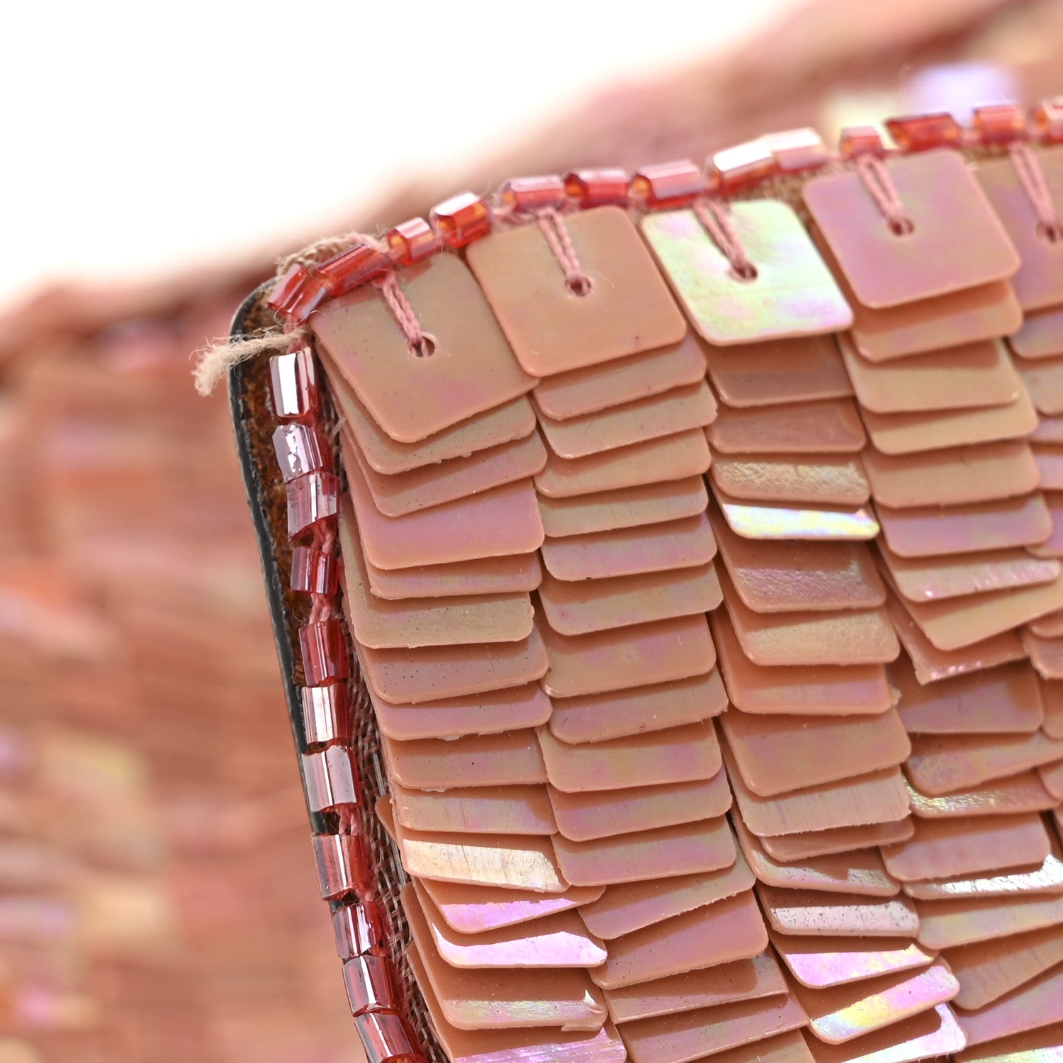 Fendi Sequin Beaded Baguette Pink Dark Brown 11 of 13