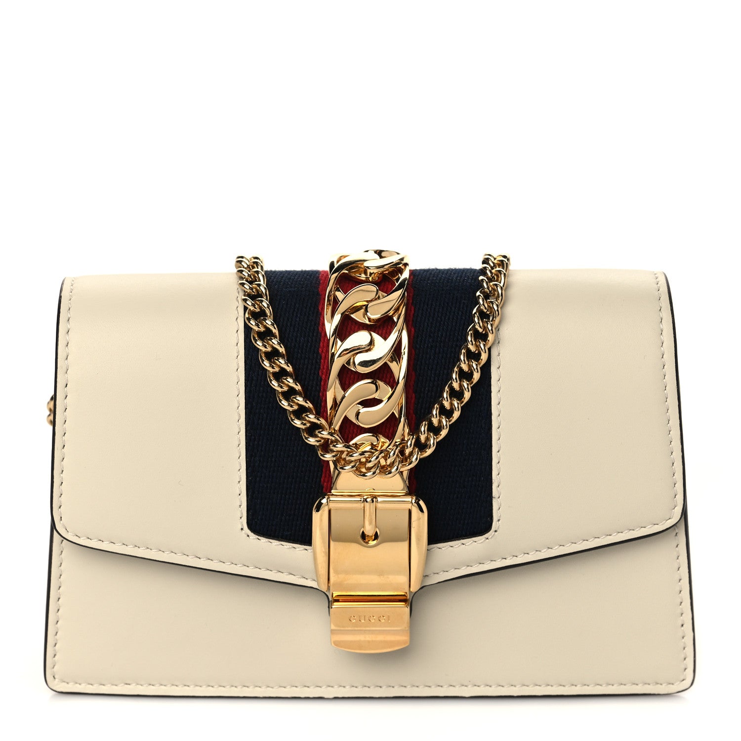 Gucci Calfskin Super Mini Sylvie Chain Shoulder Bag White 1 of 7