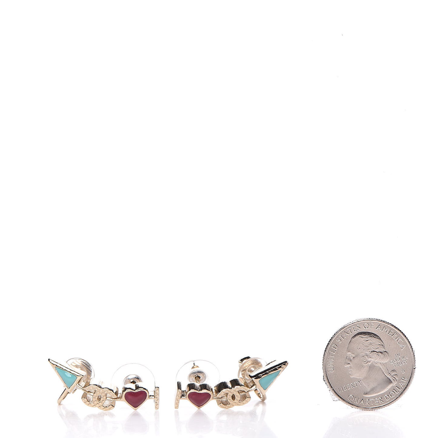 Enamel I Heart CC Earrings Gold