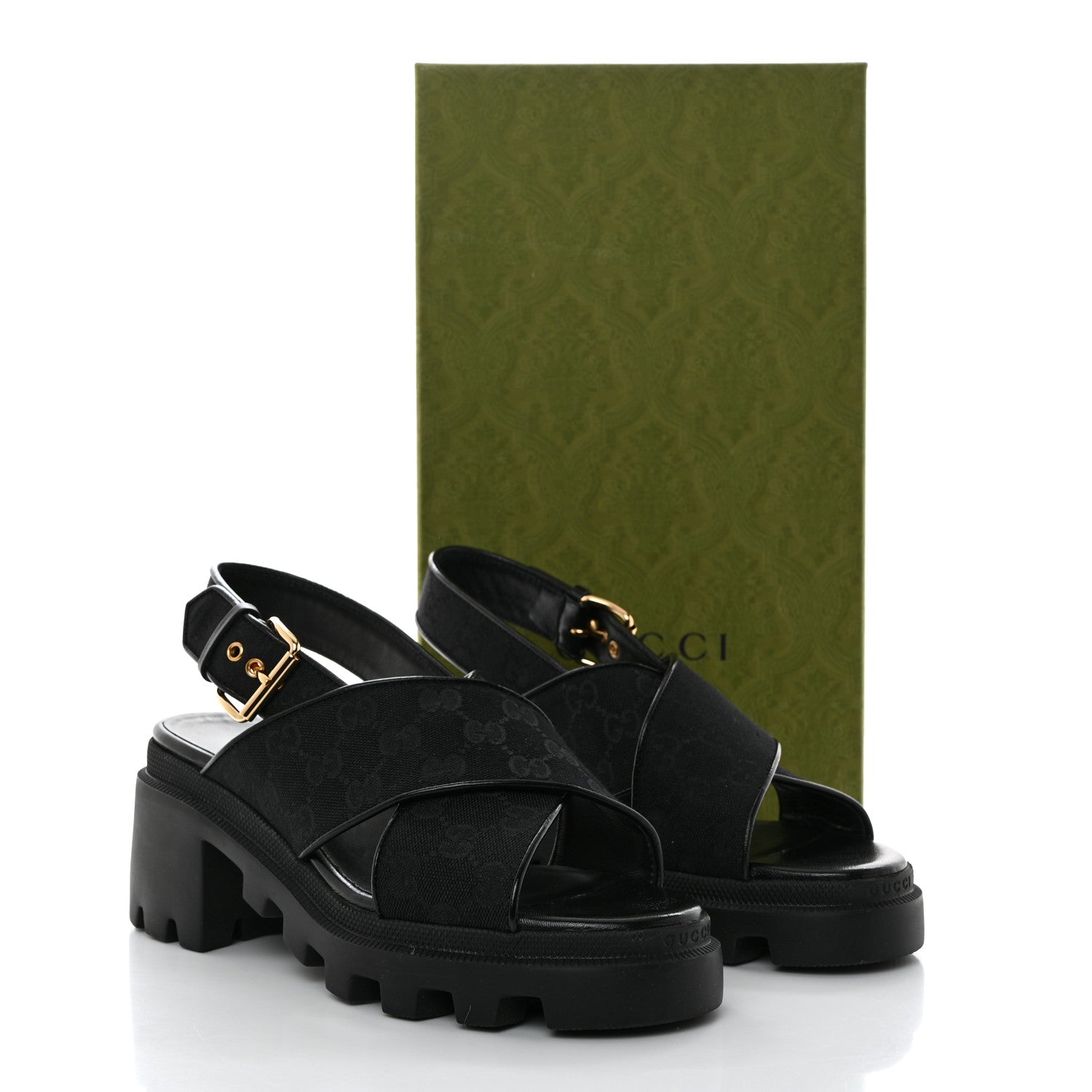 Gucci Monogram Granada Kid Trip 40/72mm Lug Sole Sandals 40 Black 9 of 9