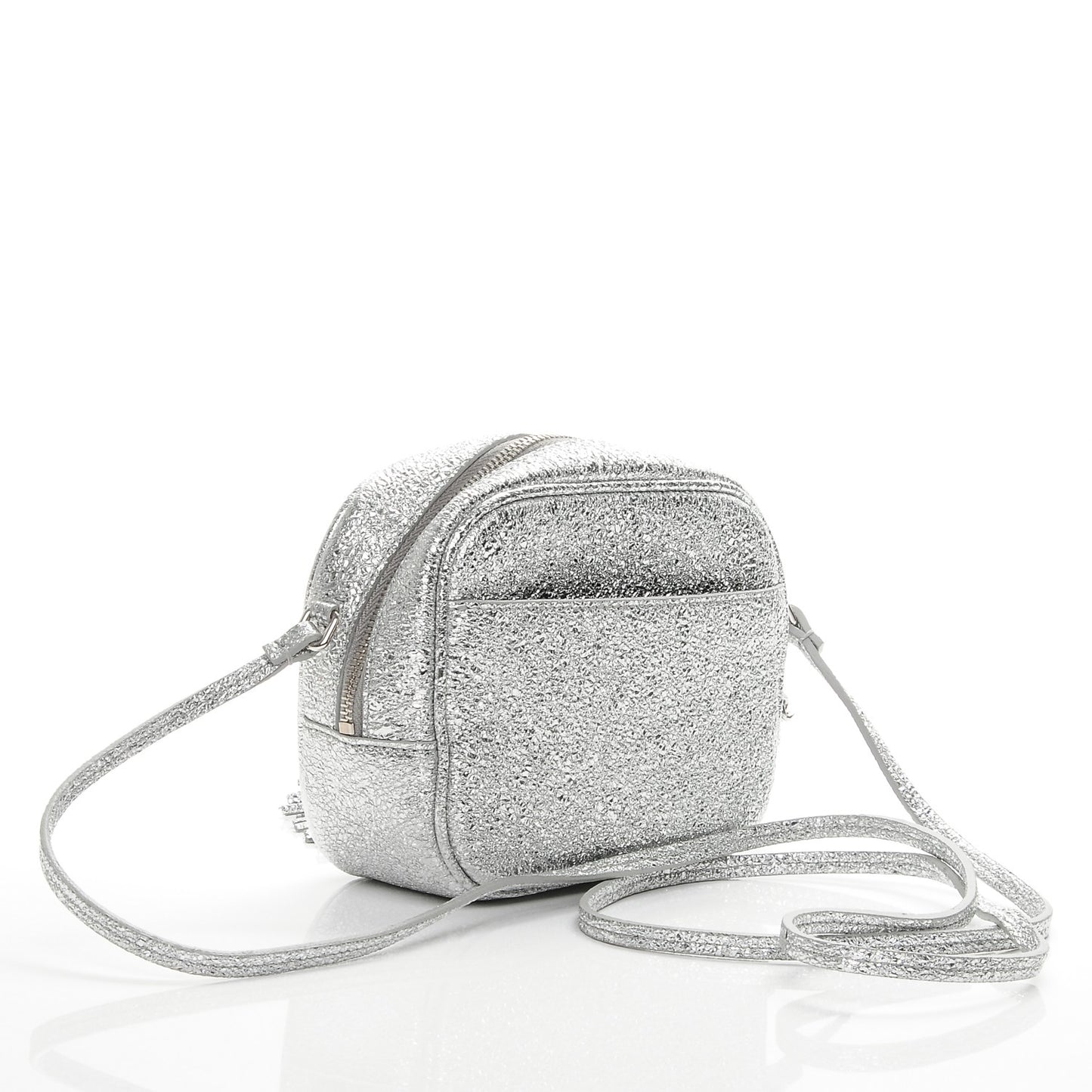 Metallic Calfskin Monogram Blogger Bag Argento Nero