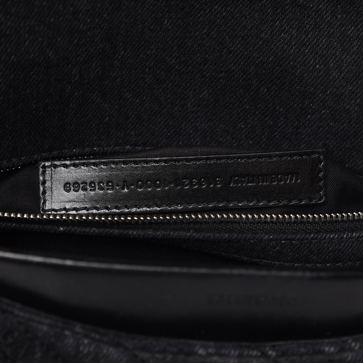 Balenciaga Destroyed Denim Jacquard Logo Matelasse M BB Round Shoulder Bag Black 9 of 12