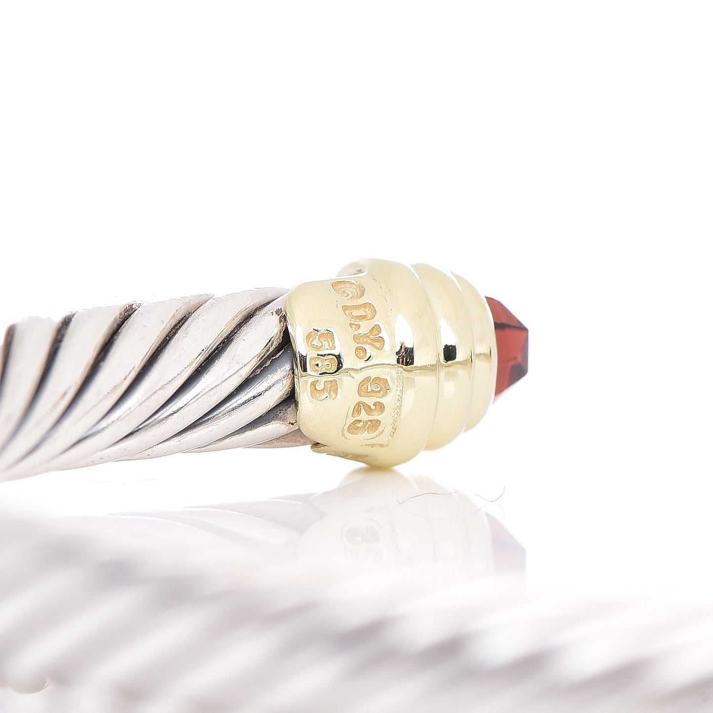 Sterling Silver 14K Yellow Gold Garnet 5mm Cable Classics Petite Color Bracelet
