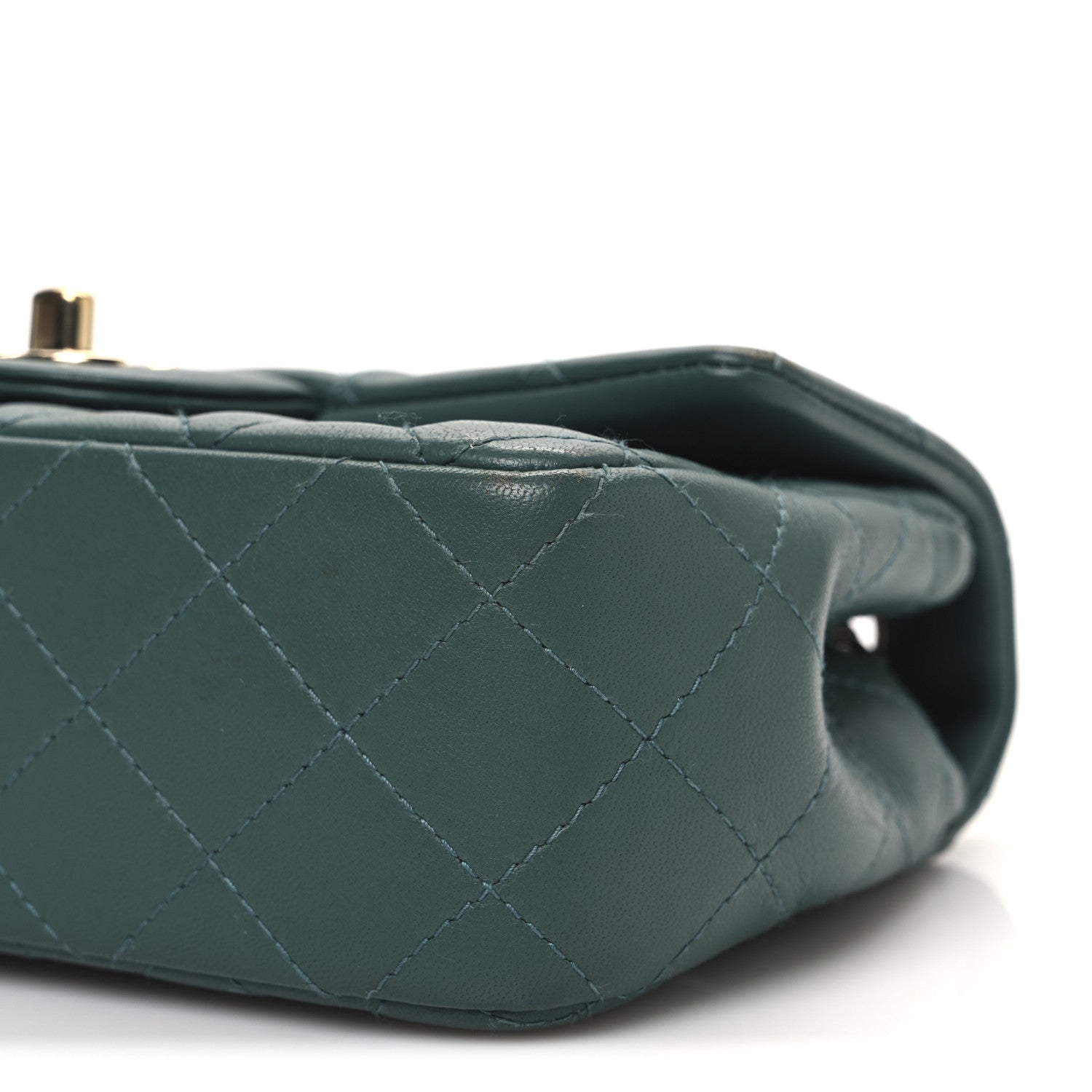 Chanel Lambskin Quilted Mini Rectangular Flap Dark Green 10 of 13