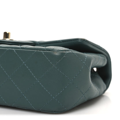 Chanel Lambskin Quilted Mini Rectangular Flap Dark Green 10 of 13