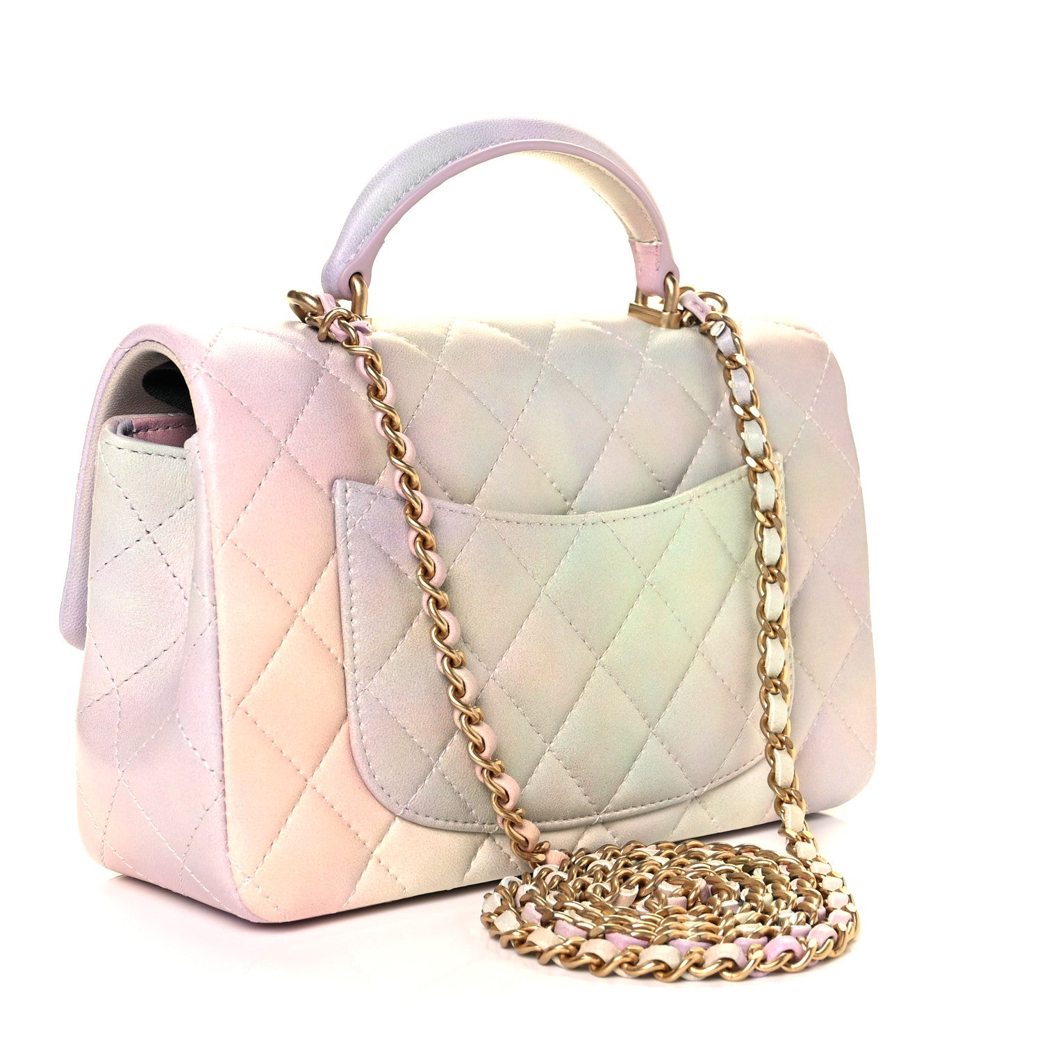 Chanel Lambskin Quilted Ombre Mini Top Handle Rectangular Flap Pink Multicolor 2 of 9
