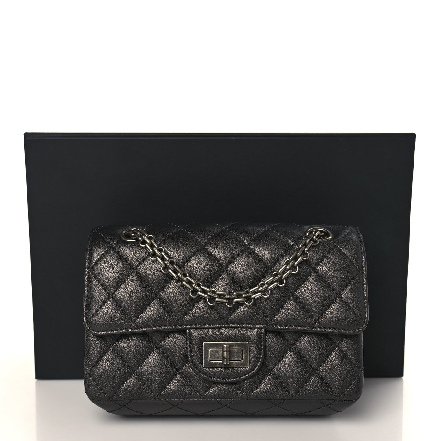 Metallic Sheepskin Quilted 2.55 Reissue Mini Flap Black