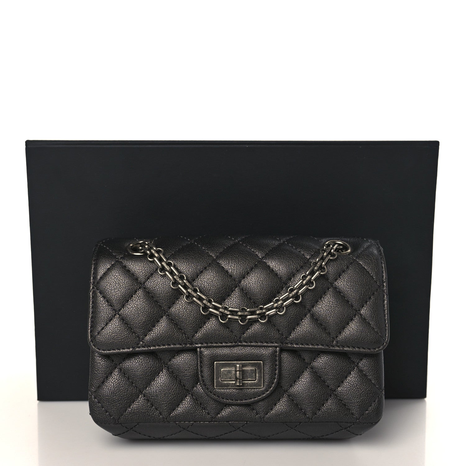 Chanel Metallic Sheepskin Quilted 2.55 Reissue Mini Flap Black 10 of 10