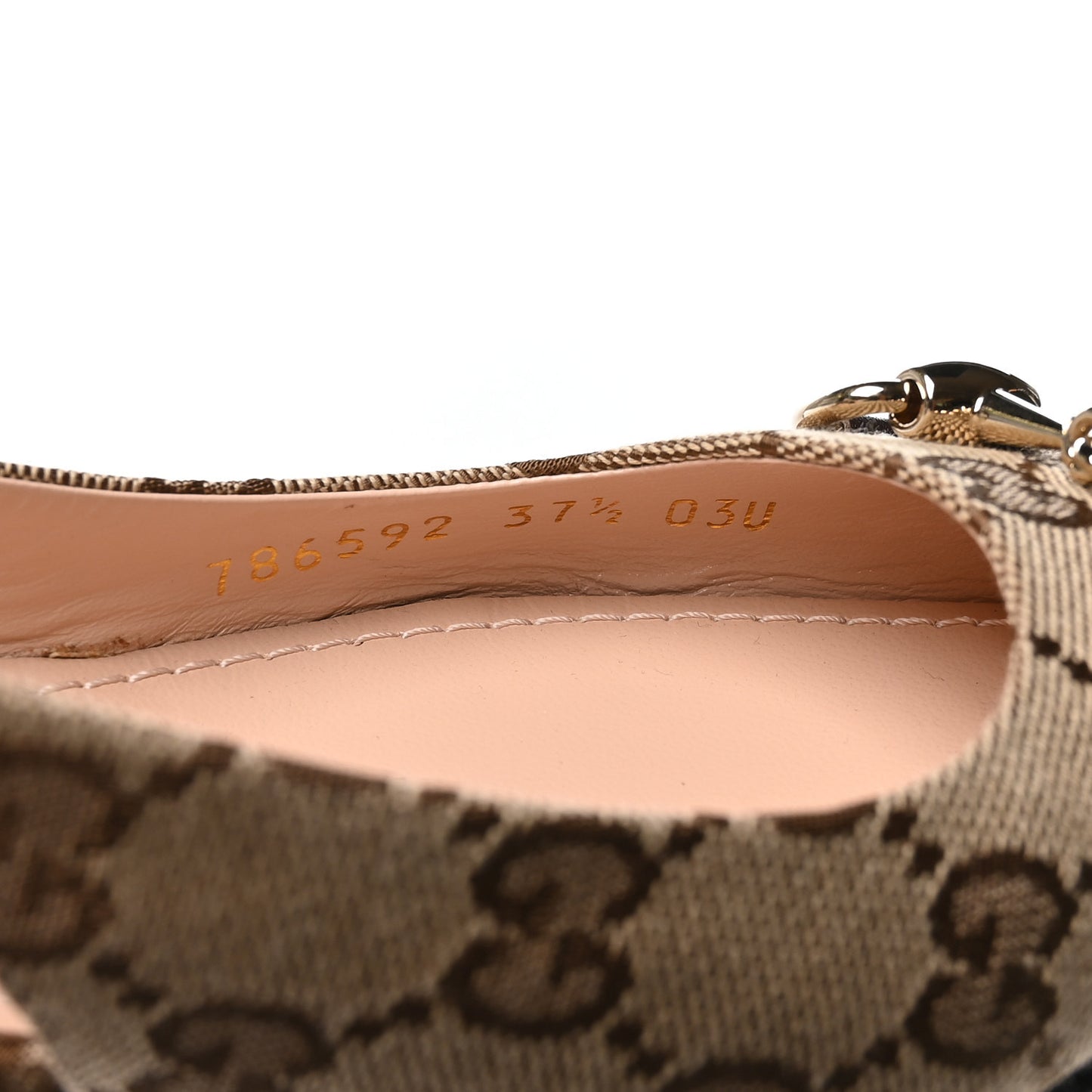 Monogram Horsebit Womens Slingback Ballet Flat 37.5 Beige Ebony Cocoa