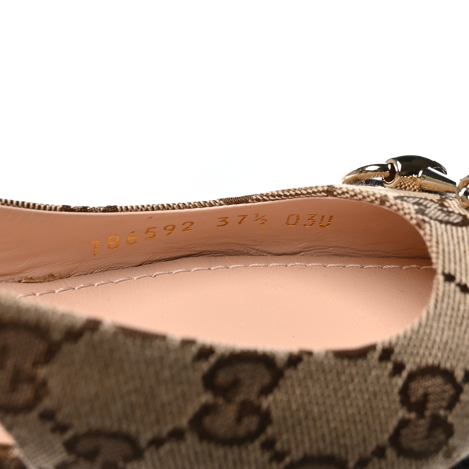 Gucci Monogram Horsebit Womens Slingback Ballet Flat 37.5 Beige Ebony Cocoa 8 of 9