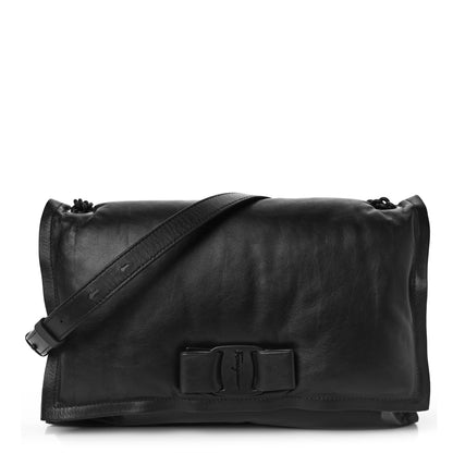 Salvatore Ferragamo Calfskin Medium Viva Bow Shoulder Bag Black 1 of 9