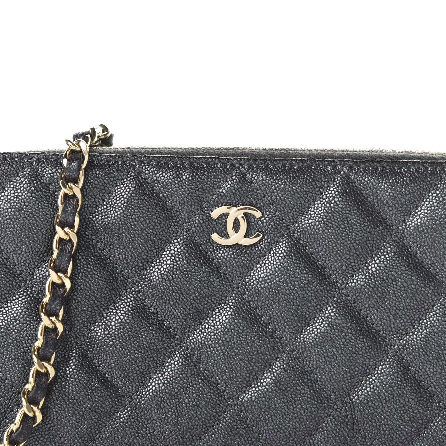 Chanel Iridescent Caviar Quilted Small Clutch With Chain Black 11 of 12