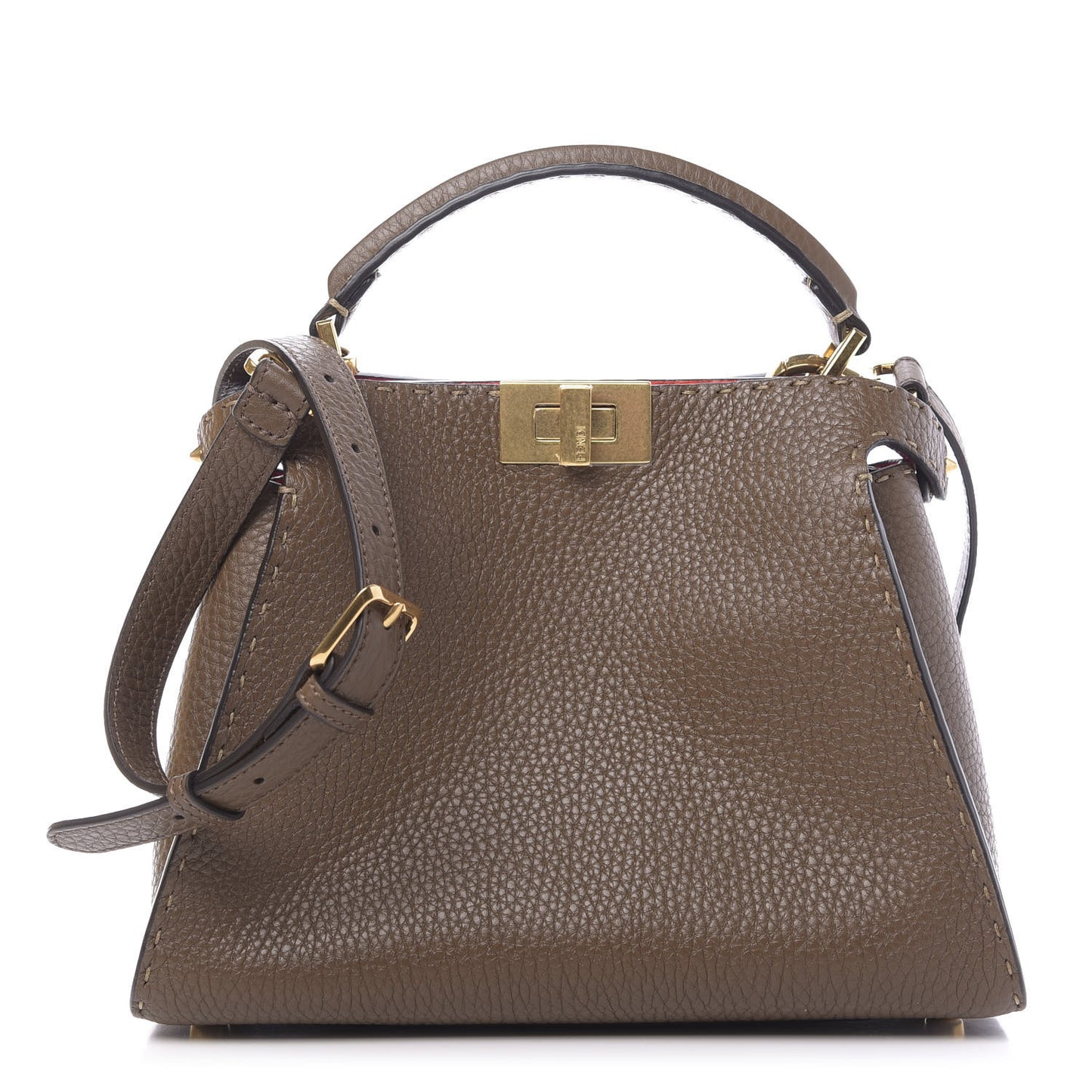 Cuoio Romano Selleria Medium Peekaboo Iconic Essentially Satchel Fango Papavero Fuxia