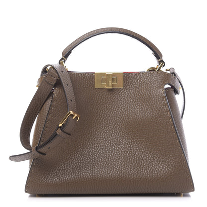 Fendi Cuoio Romano Selleria Medium Peekaboo Iconic Essentially Satchel Fango Papavero Fuxia 1 of 11