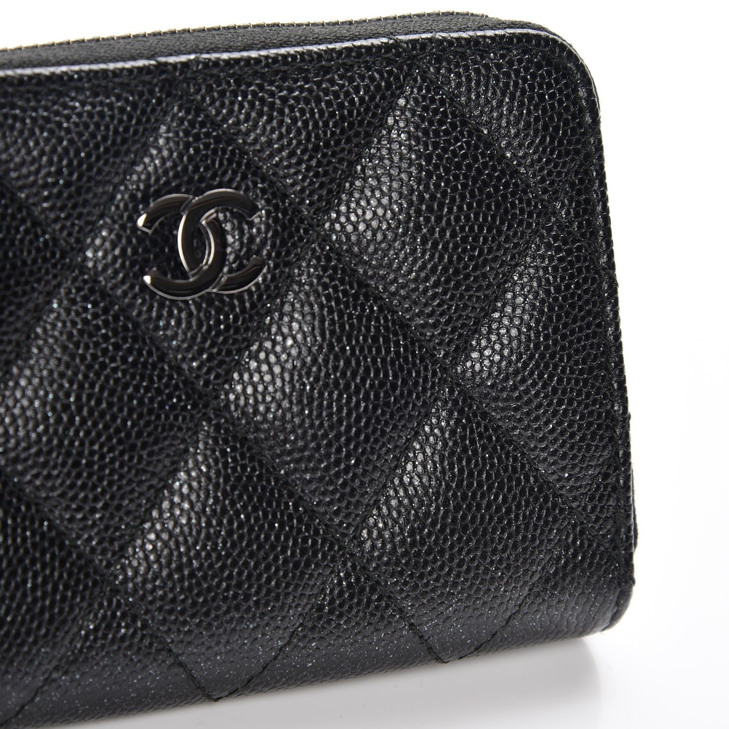 Chanel Iridescent Caviar Quilted Zip Coin Purse Black 6 of 10