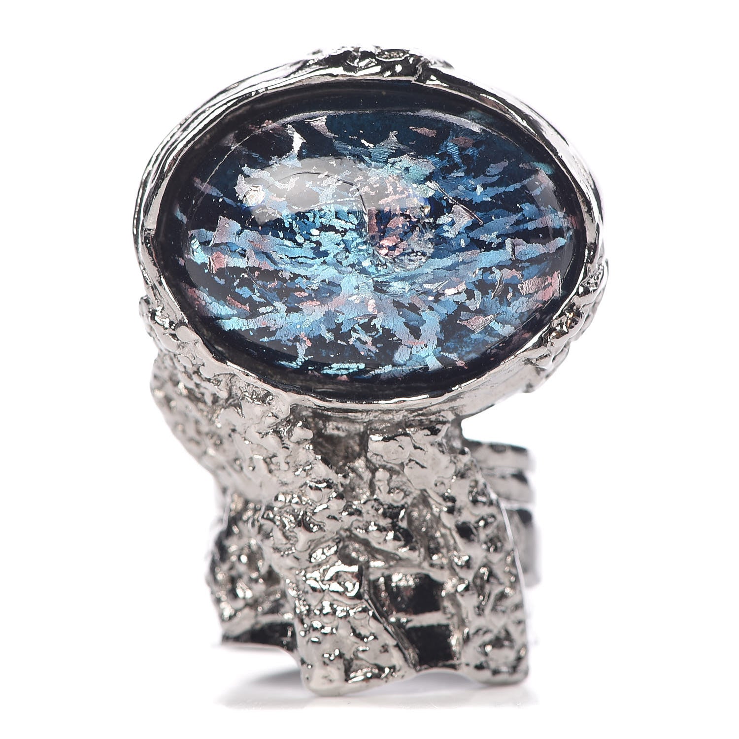 Saint Laurent Glass Cabochon Arty Ovale Ring 7 Black Cipria 1 of 6