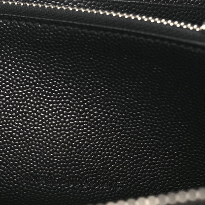 Saint Laurent Grain De Poudre Matelasse Chevron Monogram Zip Around Wallet Black 7 of 8