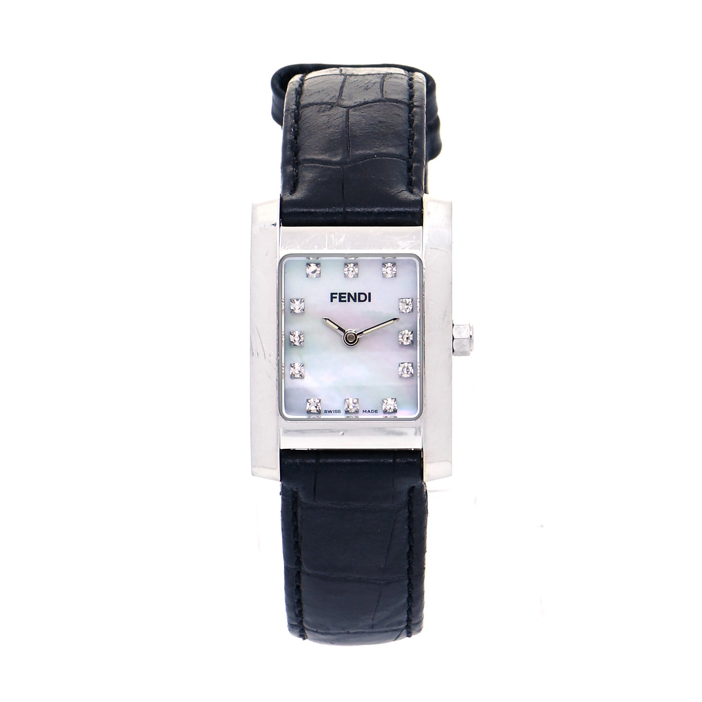 Stainless Steel Alligator Diamond Mother of Pearl 22mm Quartz Watch