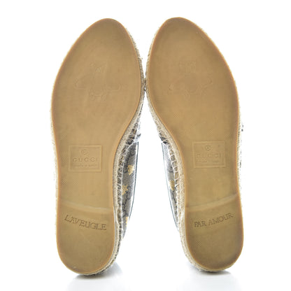 Gucci GG Supreme Monogram Bees Espadrille Flats 38 Beige Ebony Oro Black 7 of 14